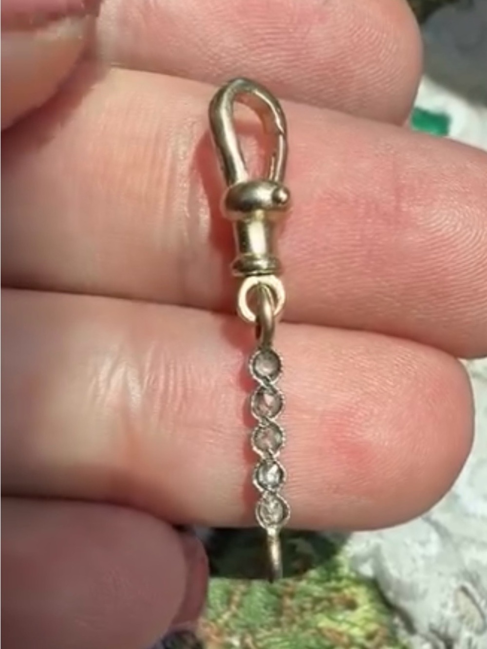 14k antique rose cut diamond on silver extender for necklaces